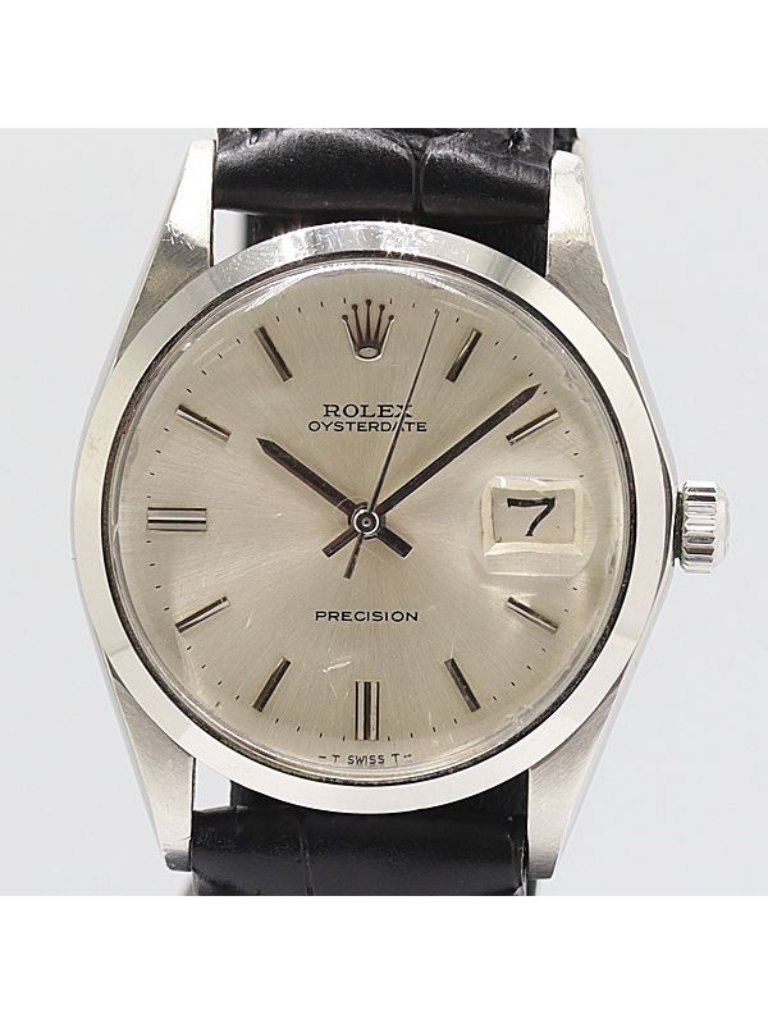 Rolex Oyster Date Precision Hand Wound Silver Dial Watch
